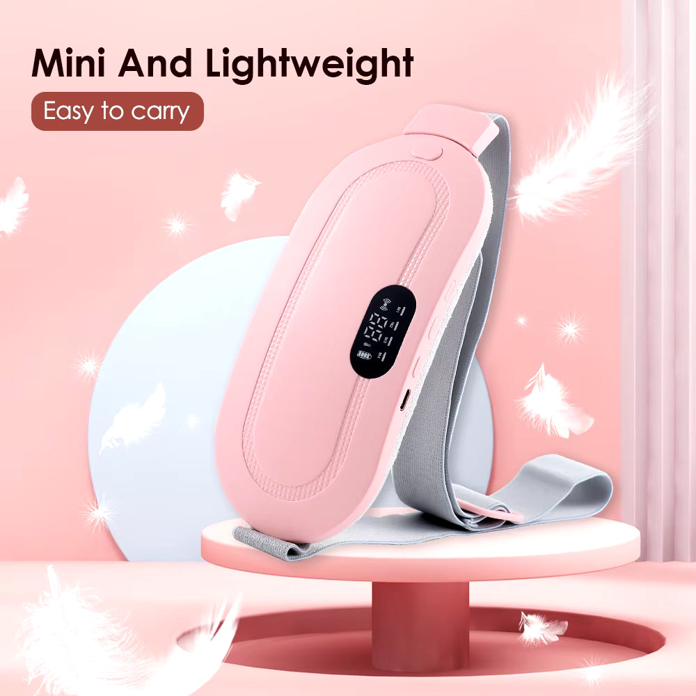 Electric Period Cramp Massager Vibrating Heating Belt for Menstrual Colic Relief Pain Waist Stomach Abdominal Warm Palace Belt