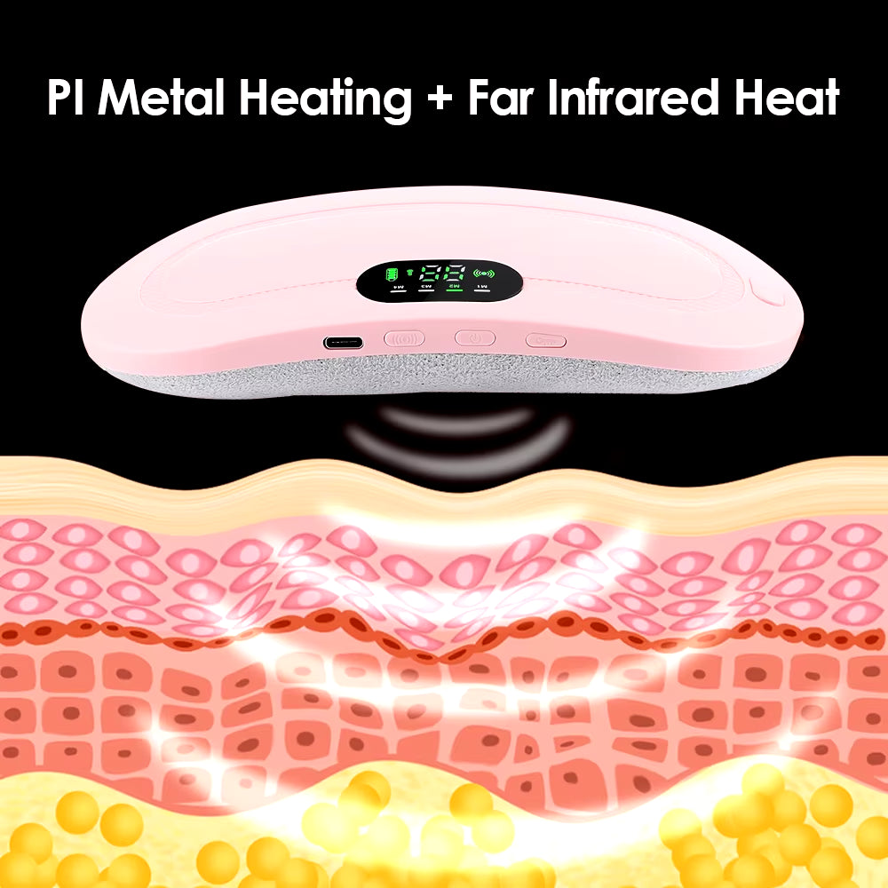 Electric Period Cramp Massager Vibrating Heating Belt for Menstrual Colic Relief Pain Waist Stomach Abdominal Warm Palace Belt