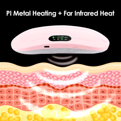 Electric Period Cramp Massager Vibrating Heating Belt for Menstrual Colic Relief Pain Waist Stomach Abdominal Warm Palace Belt