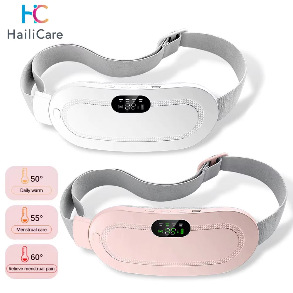 Electric Period Cramp Massager Vibrating Heating Belt for Menstrual Colic Relief Pain Waist Stomach Abdominal Warm Palace Belt