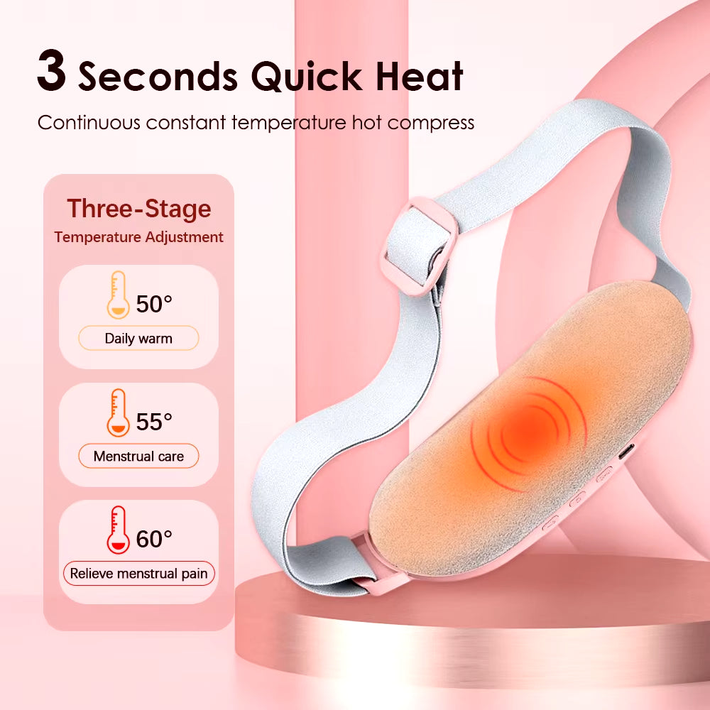 Electric Period Cramp Massager Vibrating Heating Belt for Menstrual Colic Relief Pain Waist Stomach Abdominal Warm Palace Belt